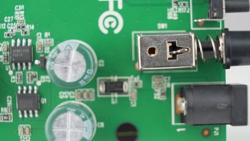 Close Up of Green Electronic Circuit Board
