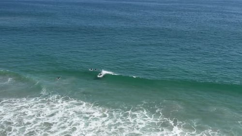 Surfer Catches A Wave
