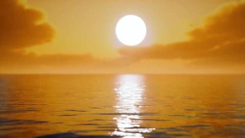 Twilight Sky in Colorful Bright Sunlight Reflects Off on the Water Surface