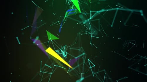 Digital Network Abstract Background with Colorful Geometric Shapes