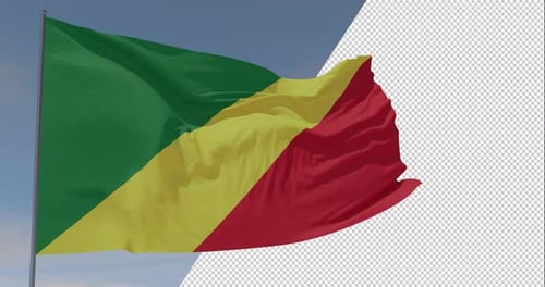 Realistic Waving Flag of the Republic of the Congo
