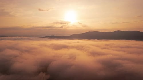 Aerial View of Clouds at Sunrise or Sunset