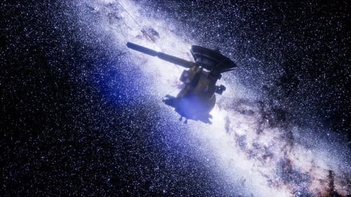 Space Probe Flying Through Starry Milky Way Galaxy