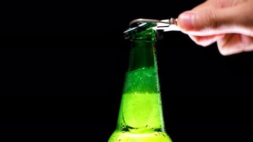 Opening a Green Beer Bottle