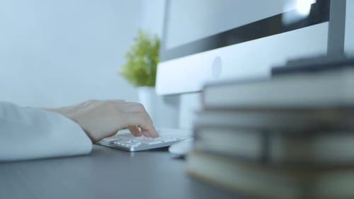 Femme d'affaires travaillant sur ordinateur