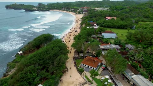 Luftaufnahme der Schönheit des Krakal Gunungkidul Strandes, Yogyakarta.
