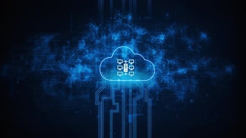 Blue Digital Cloud Network Data Transfer Animation