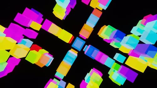 VJ Loop Pulsierende mehrfarbige helle Würfel 1012