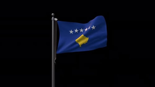 Realistic 3D Kosovo Flag Waving Animation