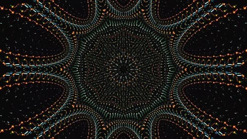 Satz mehrfarbiger abstrakter Linienlichter, Kaleidoskop, schwarzer Hintergrund
