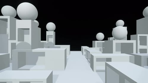 Abstract White Geometric 3D Shapes Appearing and Building Animation