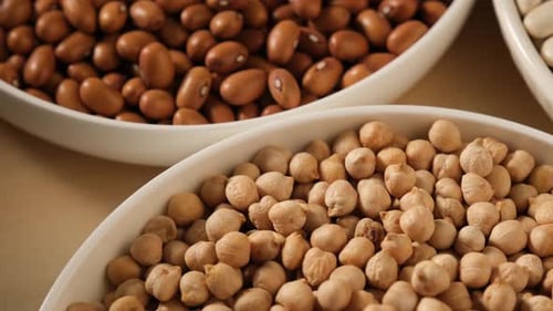 Assortment of Dried Legumes in Bowls