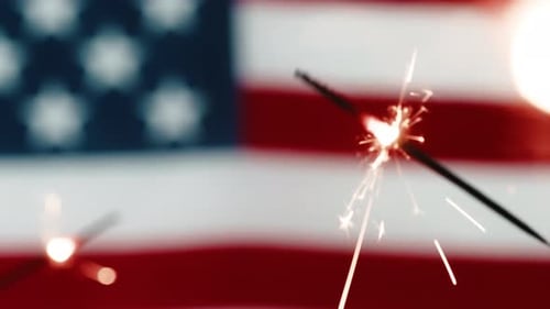 Sparklers with American Flag Background