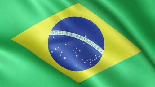 Brazil Flag Waving Seamless Loop Animation