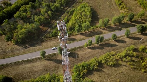 Telecommunication Antenna Receiver on Cell Phone Tower with 5G Base