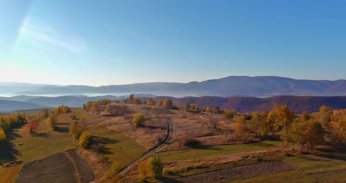 Mountain Panorama of Autumn Forest