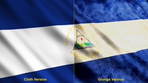 Nicaragua Flag Waving Seamless Loop with Clean and Grunge Versions