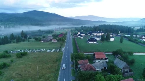 Beautiful Town With Fog