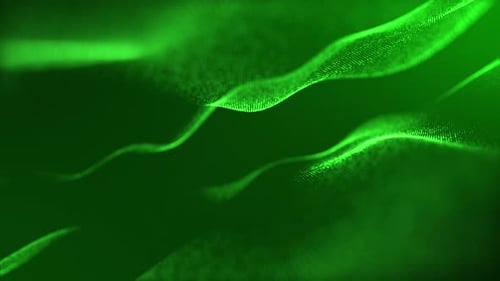Abstract Green Particle Waves Flowing Digital Background Loop