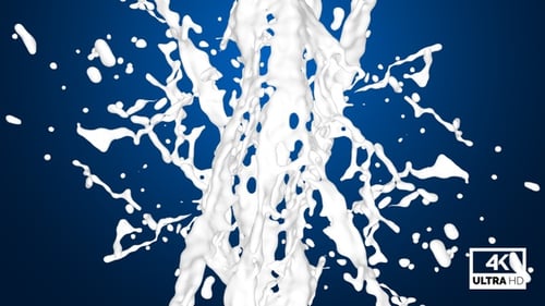 Dynamic White Liquid Splashing Collision Transition