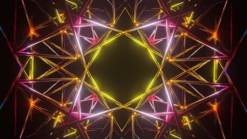 Animation à motif trippy coloré rotatif, mandala visuel 3D, tunnel spirituel avec géométrie sacrée