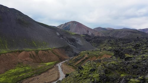 Iceland. Majestic aerial flight through the epic landscape of Iceland River. Amazing nature.