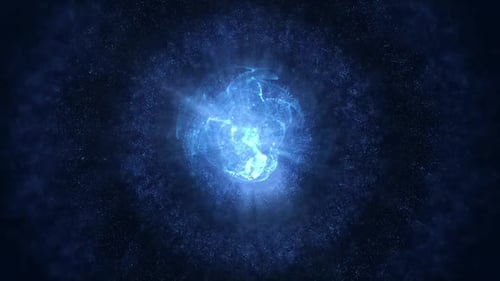 Abstract Blue Energy Sphere Particle Loop Background