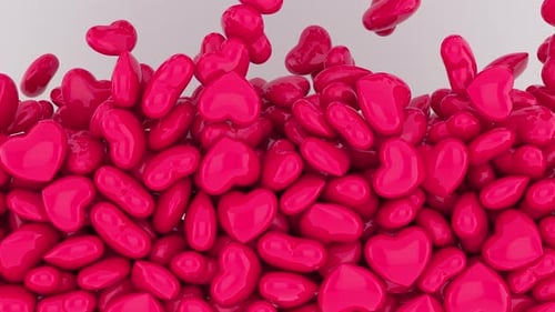 Falling Pink Hearts Transition Reveal with Alpha Channel