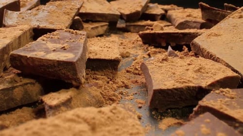 Chocolate Chunks Covered in Cocoa Powder