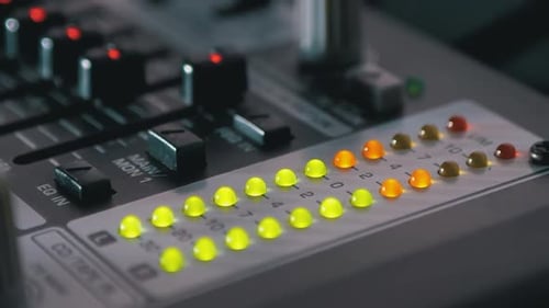 LED Indicator Level Signal on the Sound Mixing Console or Dj Console