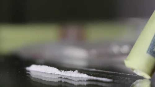 Rolled Bill Taking White Powder Substance