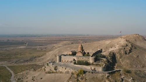 Vue aérienne du monastère de Khor Virap en Arménie