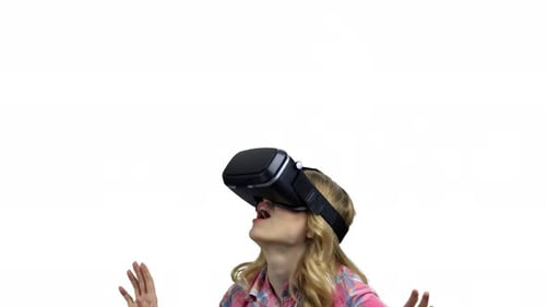 Woman Enjoys Immersive Virtual Reality Experience