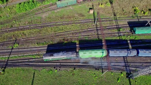 Colorful Freight Trains on the Railway Station