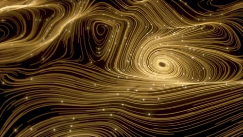 Abstract Golden Flowing Lines Particle Background
