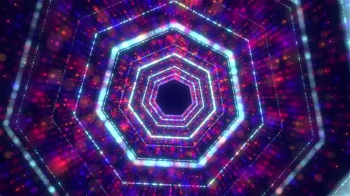 flying through abstract futuristic 3D particle tunnel background, animated particle tunnel, Binary