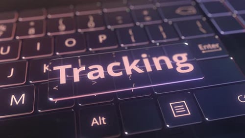 Teclado de computador futurista e chave de rastreamento transparente