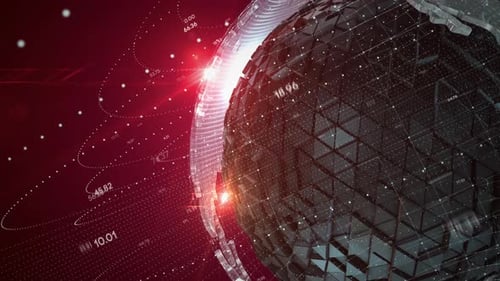 Digital Globe Data Display with Breaking News Broadcast Opener