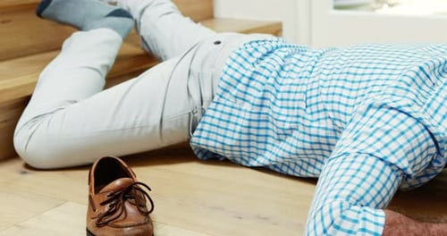 Senior man fallen down from stairs