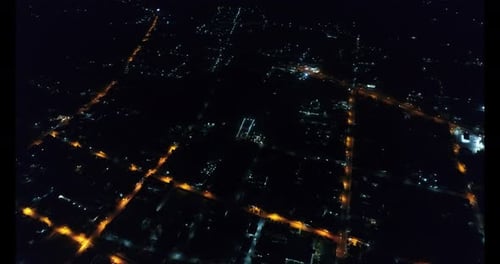 Aerial view night country city typical