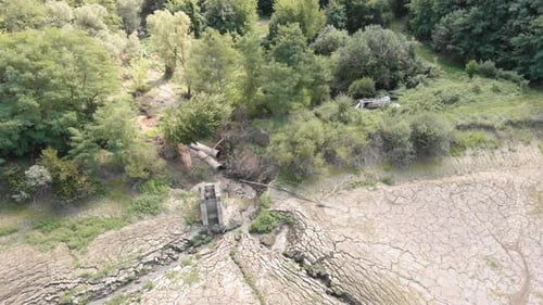 Aerial View of Cracked Earth and Dry Landscape