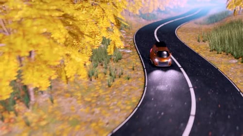 Autoszene auf der Straße im Herbst.