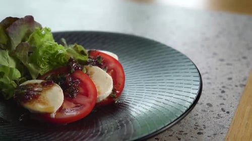 Close Up of Caprese on Plate