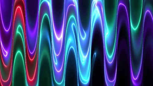 Glowing Neon Wavy Lines Abstract Background Loop