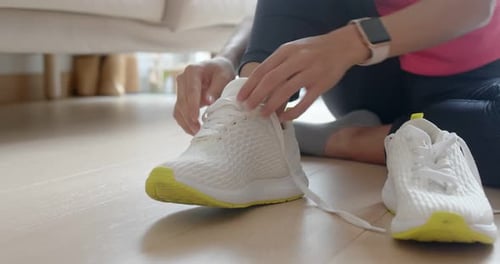 Woman wearing sport prepare for run