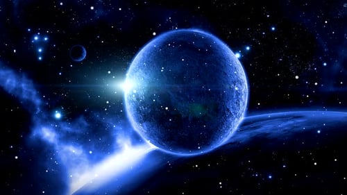 Animated Cosmic Planet Rotation in Starry Nebula