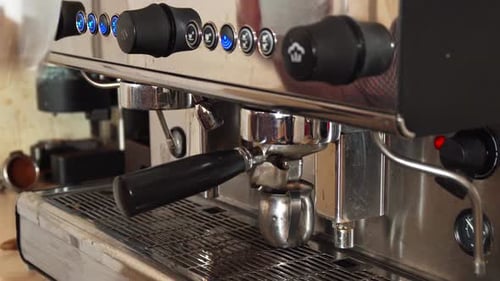 Making Espresso with Stainless Steel Coffee Machine