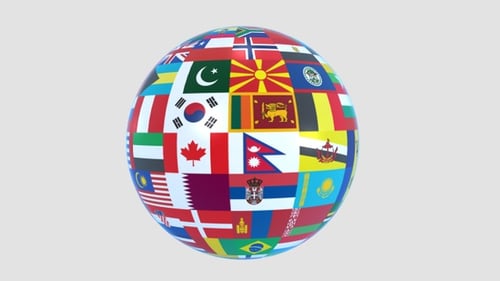 Spinning Globe of National Flags Loop with Alpha Channel