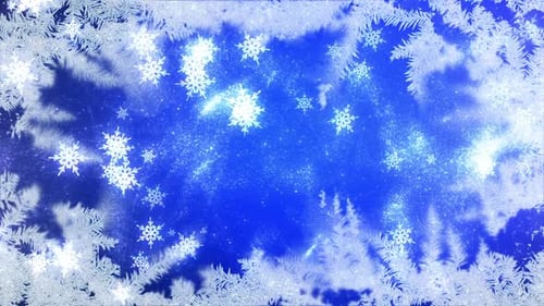 Winter Snowflakes and Frosted Frame Animated Background Loop