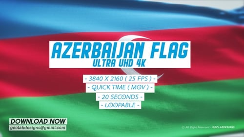 Azerbaijan National Flag Waving Seamless Loop